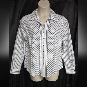 Blue & Black Striped Button-Up Shirt